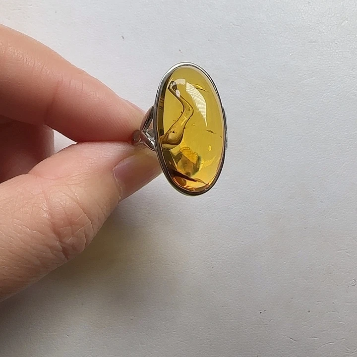 未镶嵌琥珀戒指天然缅甸琥珀特色戒指