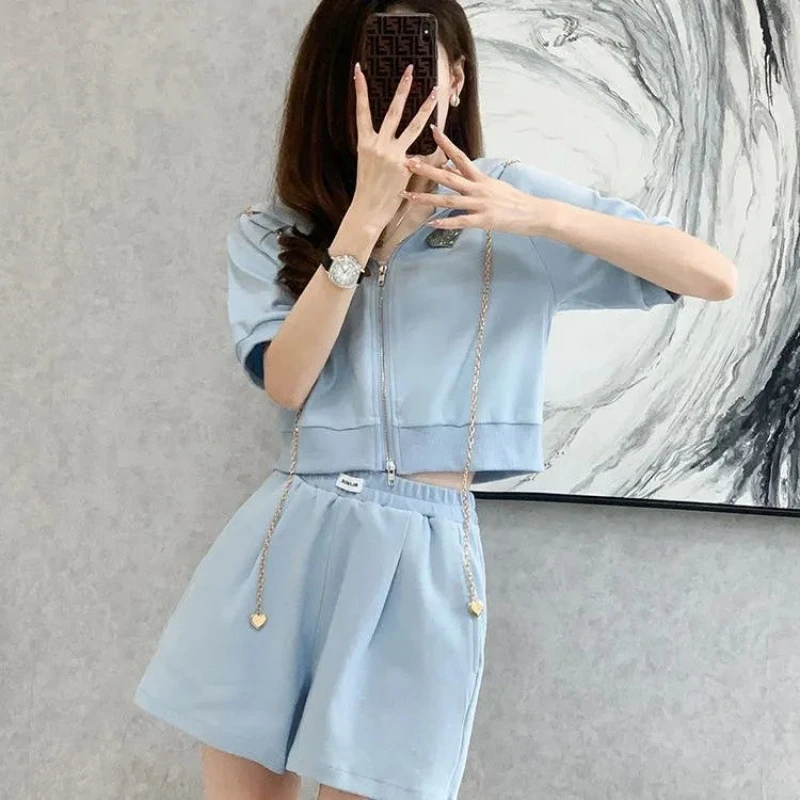 2025腰时尚休闲套装女夏季新款小个子气质减龄显瘦两件套短款女
