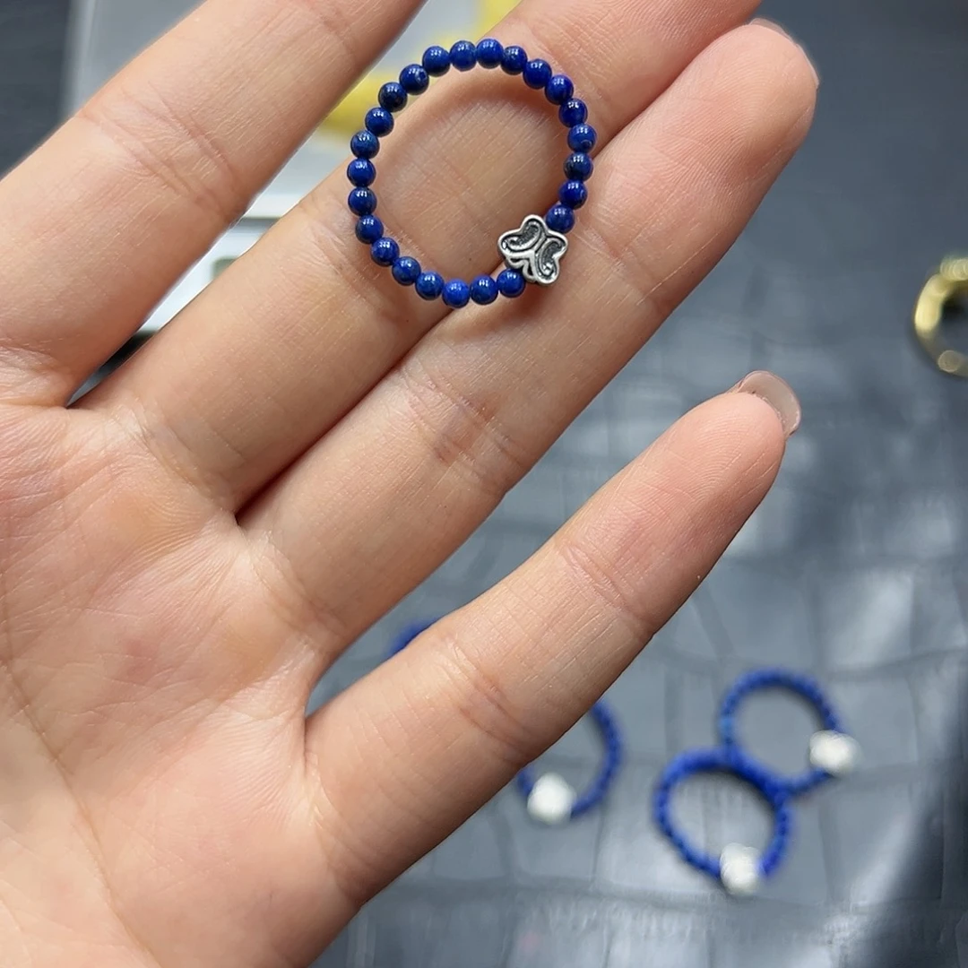 银S925镶嵌手链烟晶青金戒指