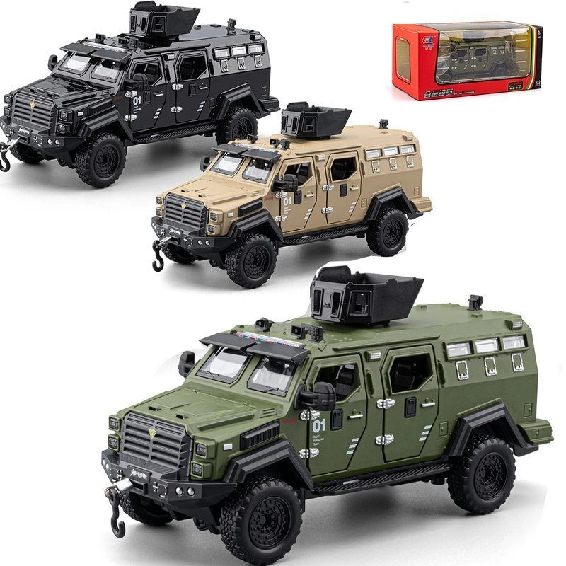 1/32剑齿虎合金汽车模型回力声光玩具越野车仿真车装甲车9589