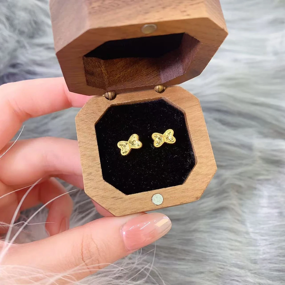 【伟新源】足金999 5G工艺  碎碎冰蝴蝶结弯钩2.23克