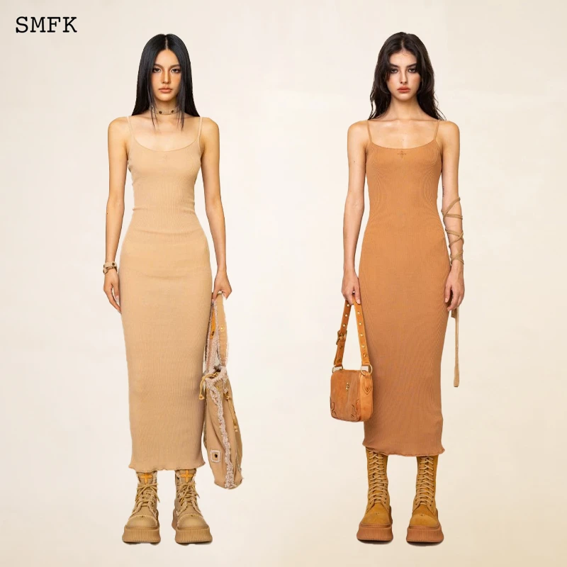 SMFK人鱼针织蚕丝吊带裙UD011F 性感包臀修身连衣裙2色
