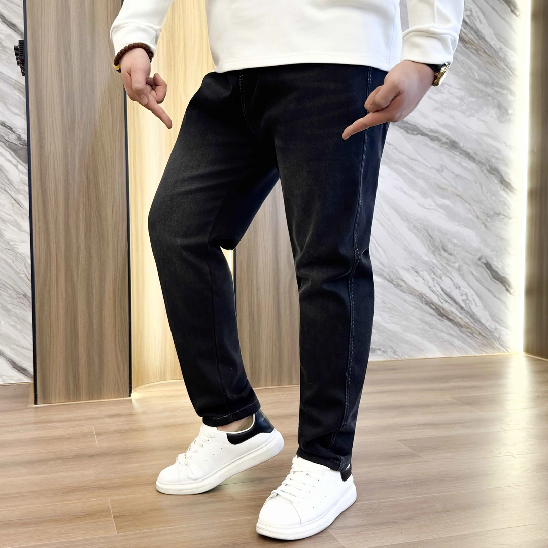 （加绒）大码男装 冬季简约 百搭净版 水洗牛仔裤25331