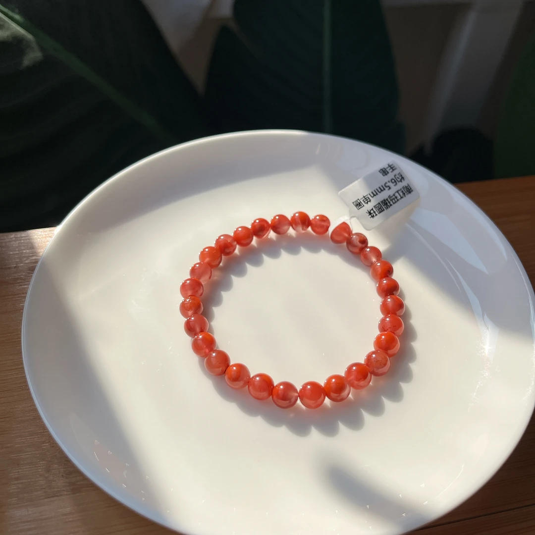 【珠宝厂长】约6.5mm南红玛瑙圆珠单圈手串