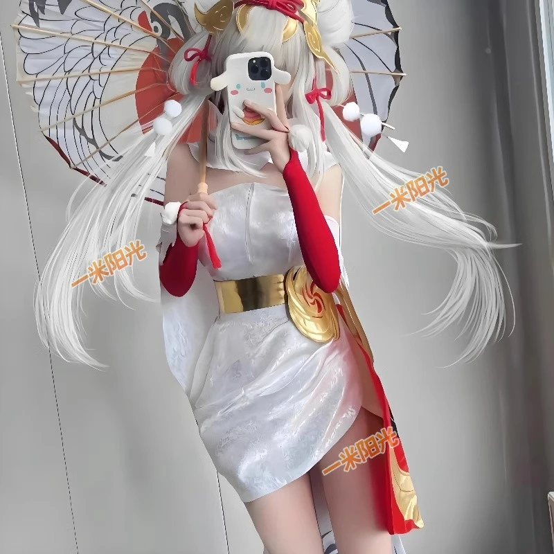 公孙离cos服王者荣耀皮肤祈雪灵祝cosplay服装女假发鞋伞头饰全套