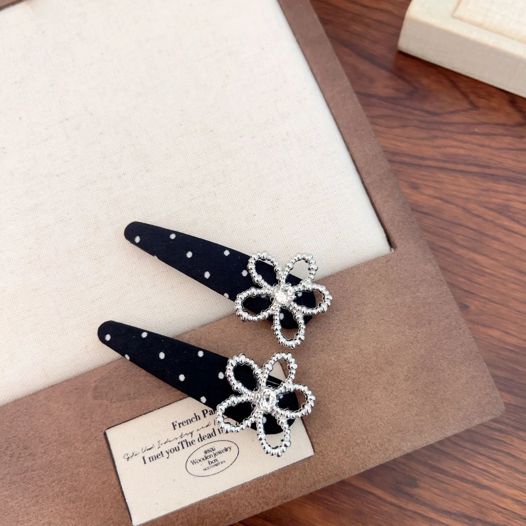 复古甜心闪钻珍珠花朵波点bb夹发卡小香风发饰简约百搭侧边夹发饰