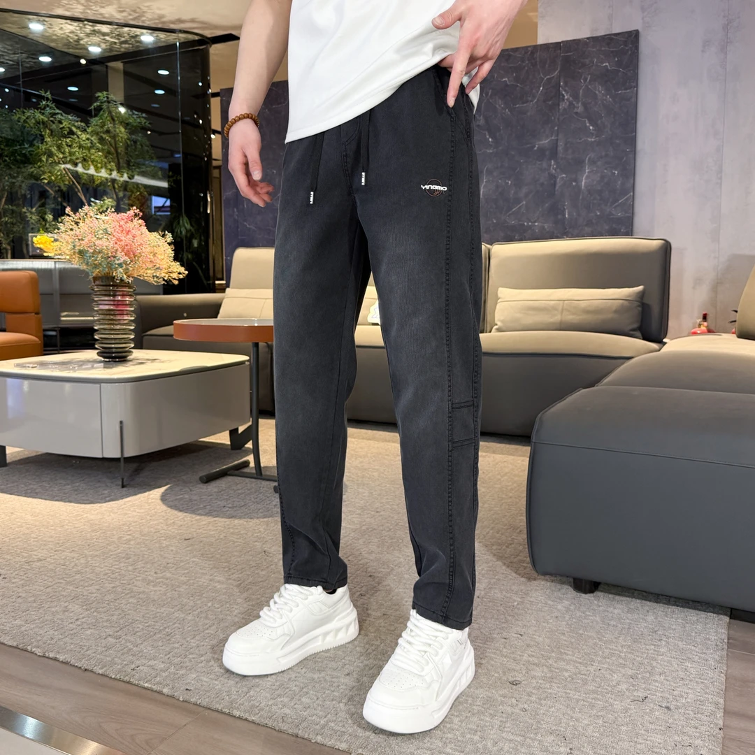 赢墨8989春夏高腰男士时尚宽松休闲小直筒裤运动裤子男裤长裤夏季