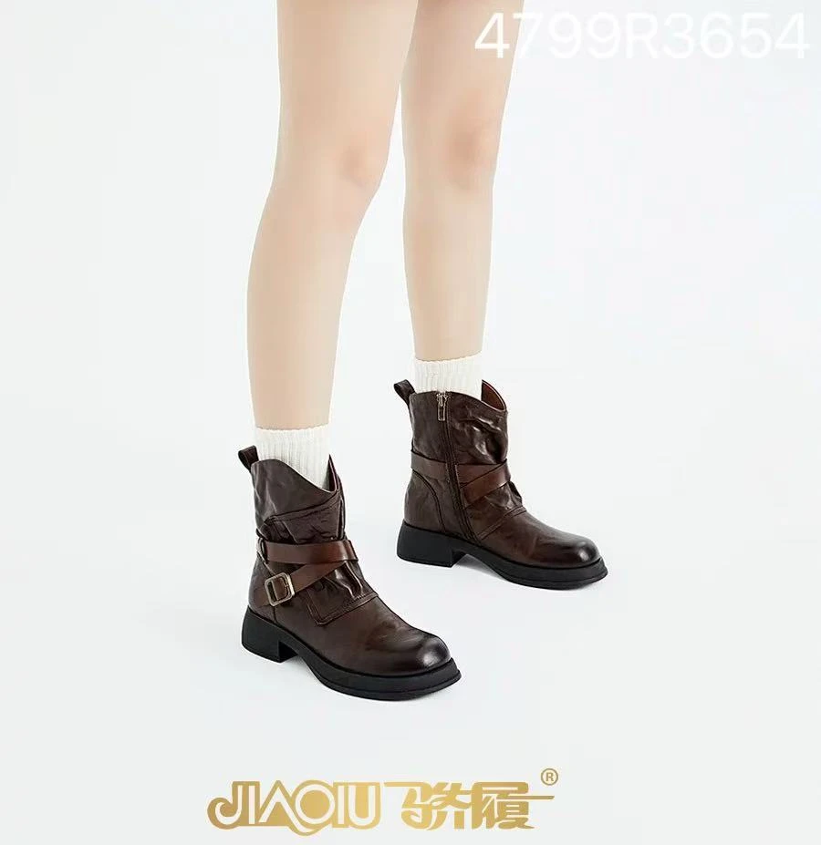 骄家2025年复古厚底切尔西短靴3654/R3654