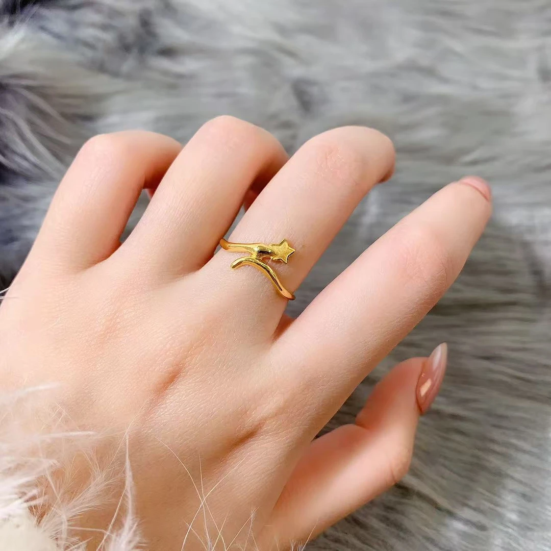 【伟新源】足金999 5G工艺  星星蛇活口戒2.27克