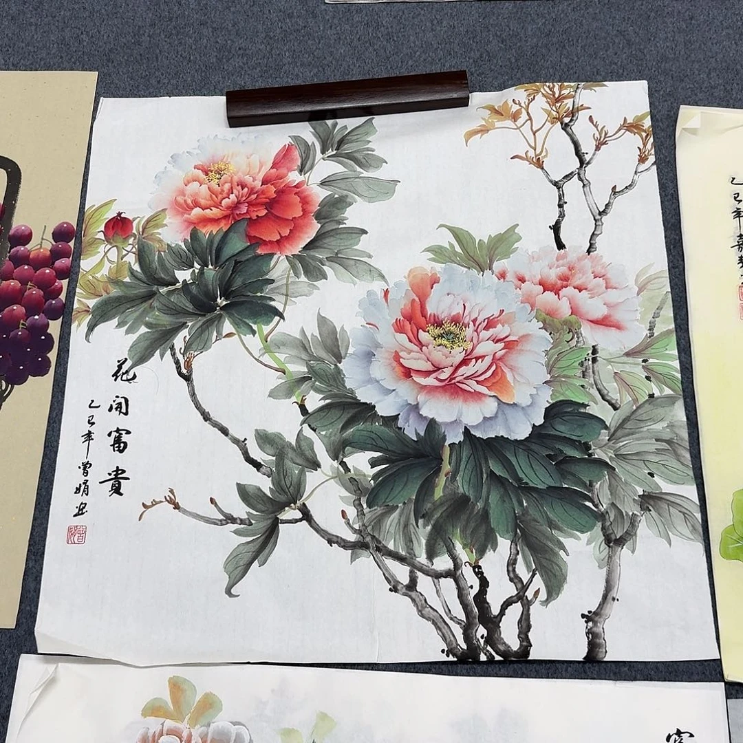 国画四尺斗方70X70纯手绘作品