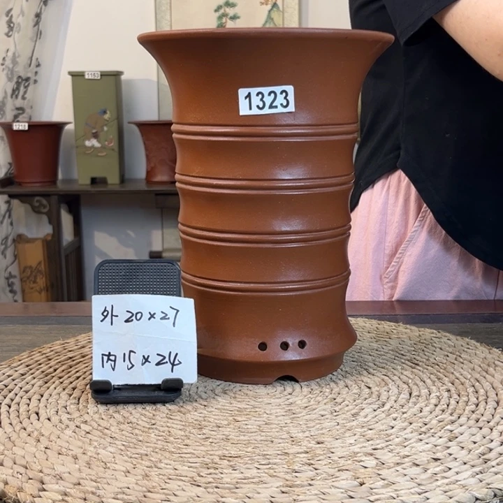 花盆紫砂 紫泥大竹节1323