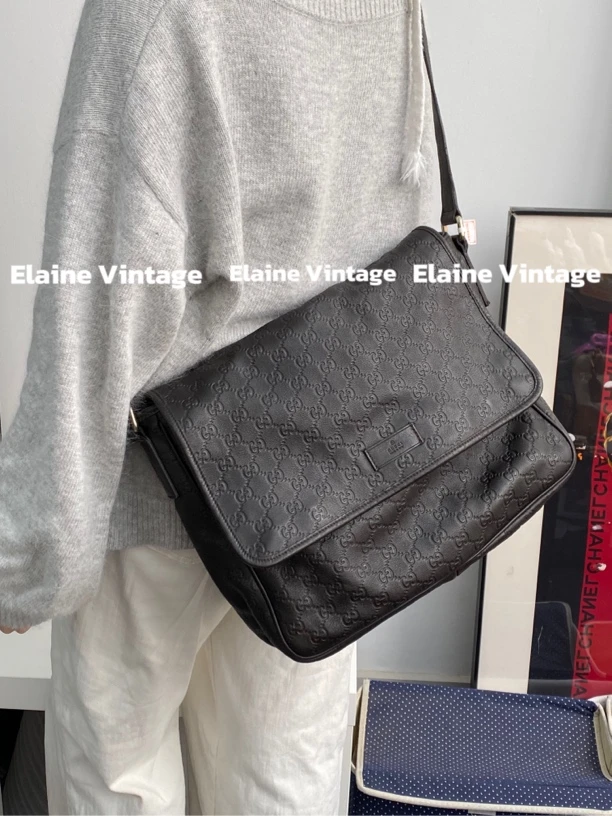95新 GUCCI/古驰 老花单肩斜挎邮差包（男士包）/Y321