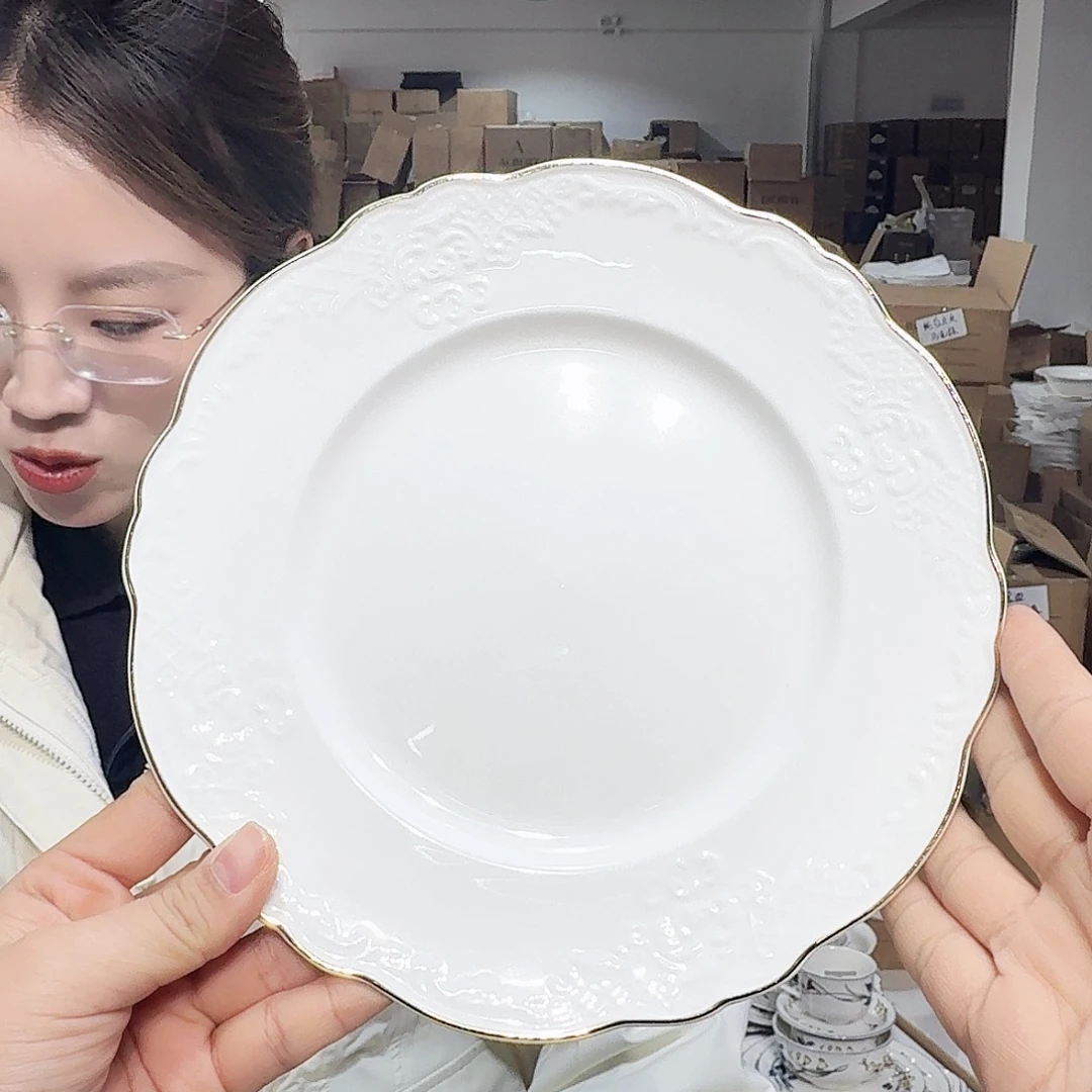 骨瓷骨瓷8英寸20cm平盘2只外贸骨瓷