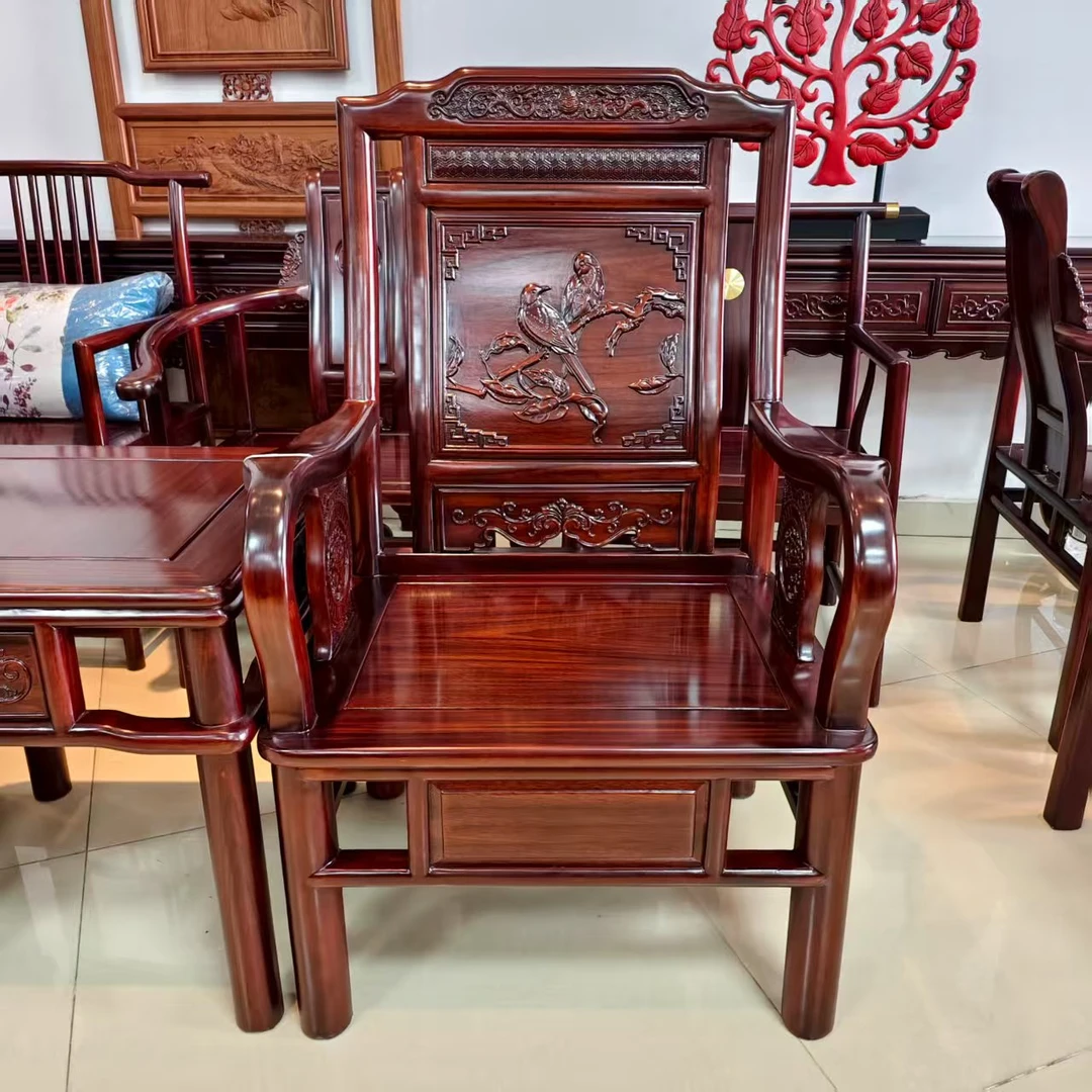 酸枝木 双龙争宝单人位尺寸：长70宽56坐高40