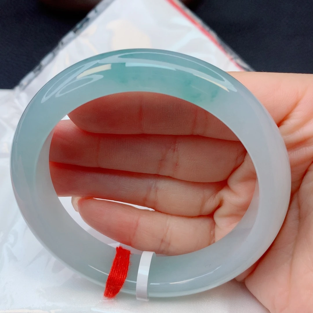 翡翠未镶嵌手镯57-58冰胶飘花