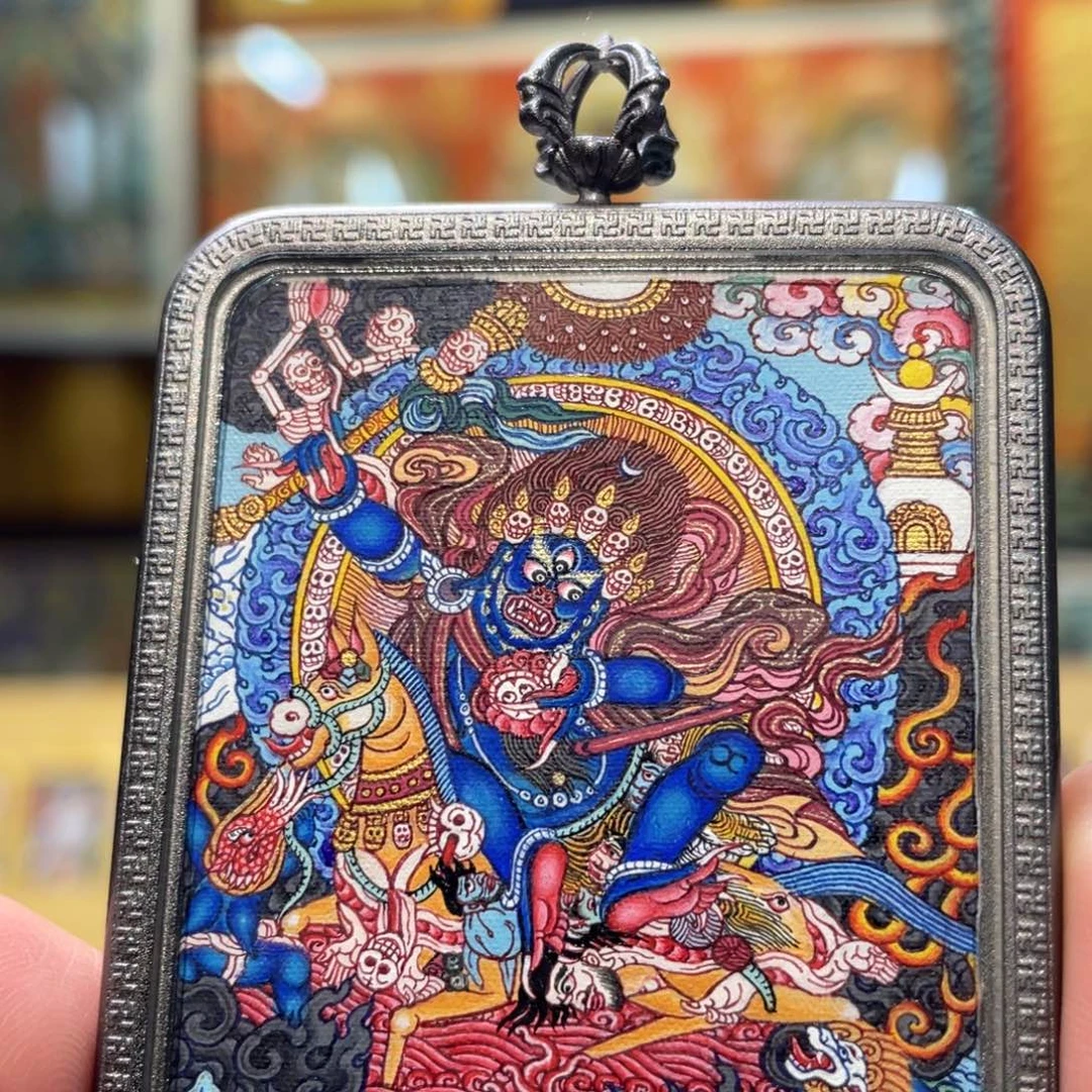 吊坠热贡纯手绘唐卡吉祥天母
