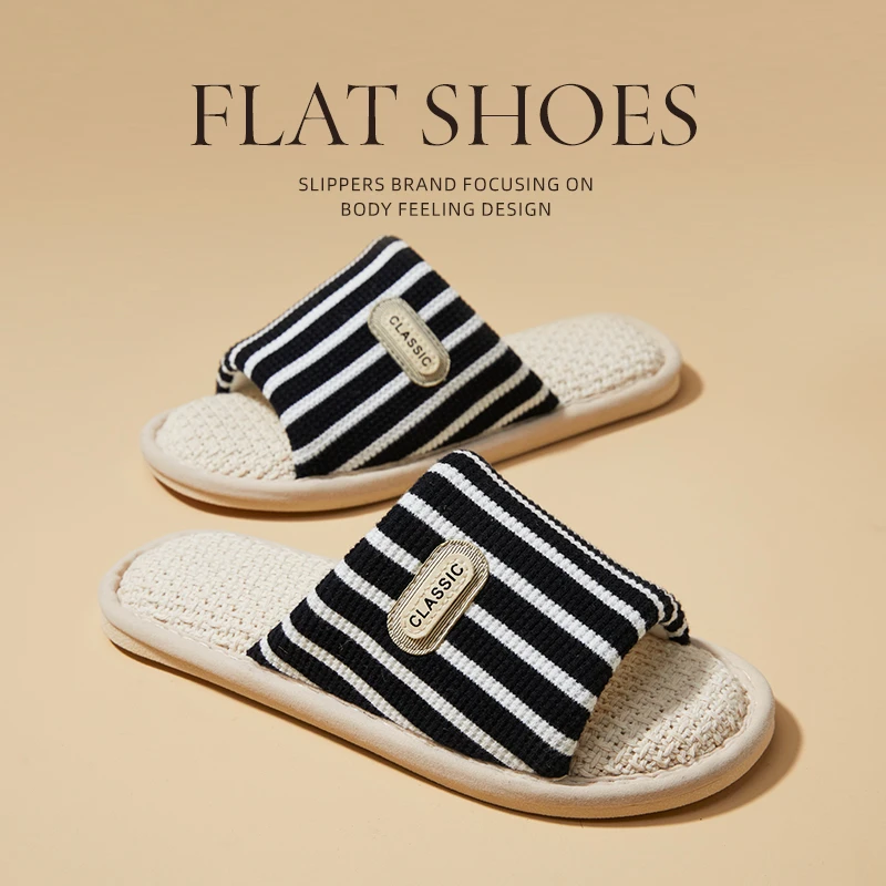 暖之缘亚麻情侣拖鞋室内四季通用透气吸汗防滑居家凉拖夏天舒适