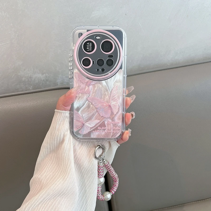 适用小米15ultra手机壳全包防摔女款带挂绳网红ins羽纱蝴蝶保护套
