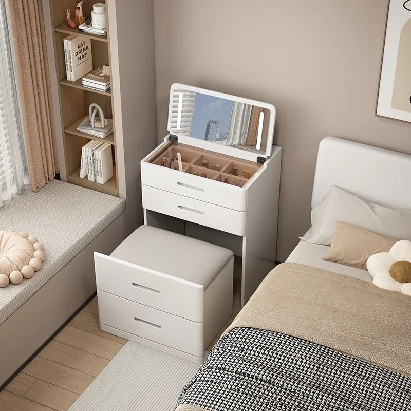 实木橡木梳妆台卧室简约小户型翻盖化妆桌迷你收纳柜一体网红爆款