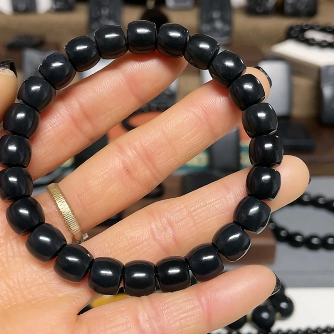 【闪购商品】和田玉（墨玉）手串未镶嵌福利版卡9直切