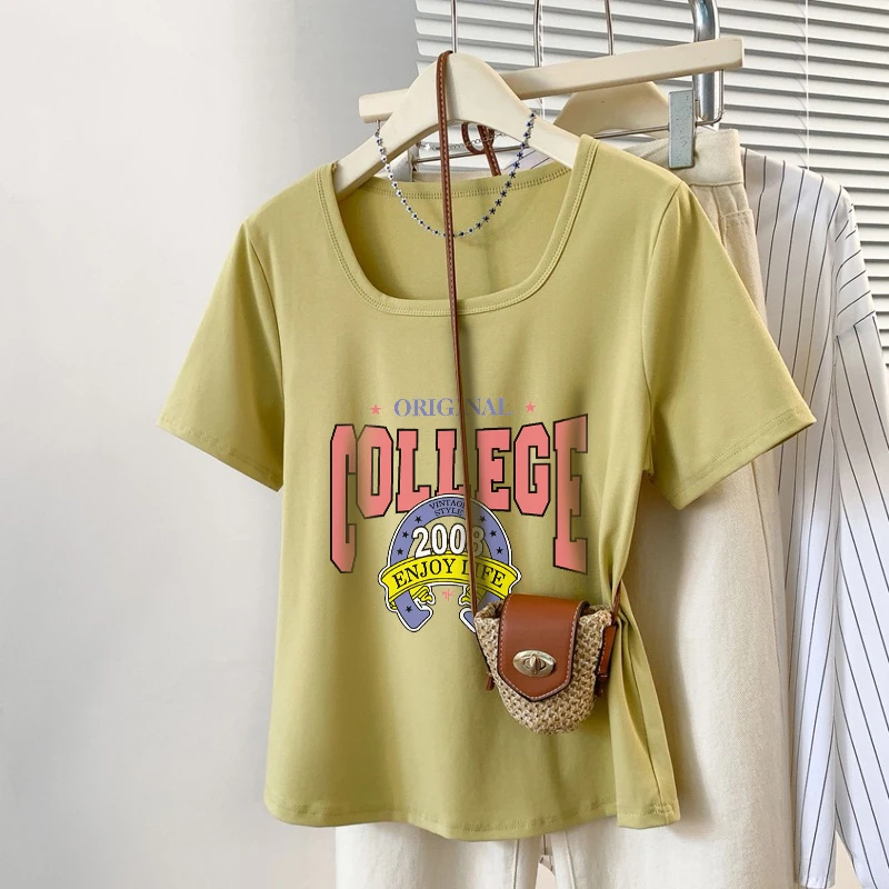 胖妹妹T恤大码女装2025夏季新款印花遮肚上衣胖mmU领正肩短袖