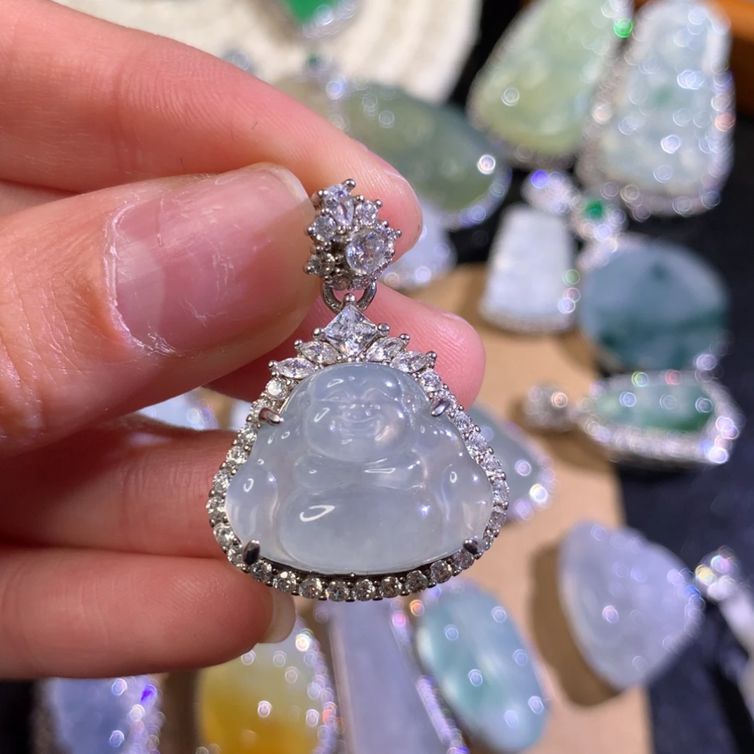 翡翠银S925镶嵌吊坠(不含链)