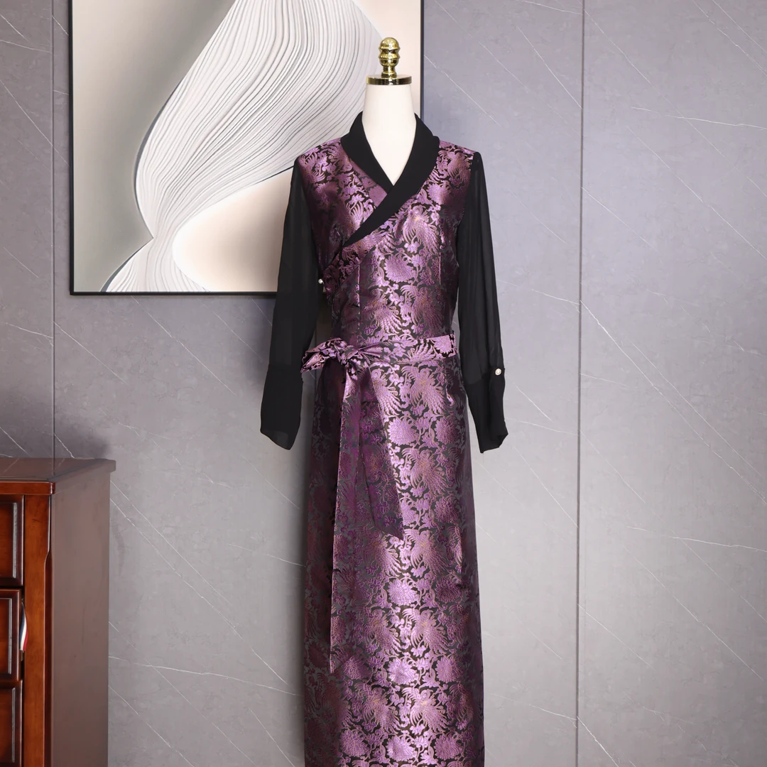 藏式春季藏服印花博拉复古气质长裙博拉藏服款BLQ154