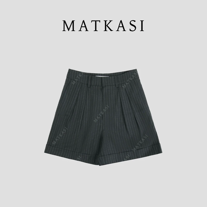 MATKASI 时尚设计感时尚简约气质日常通勤休闲百搭条纹休闲短裤