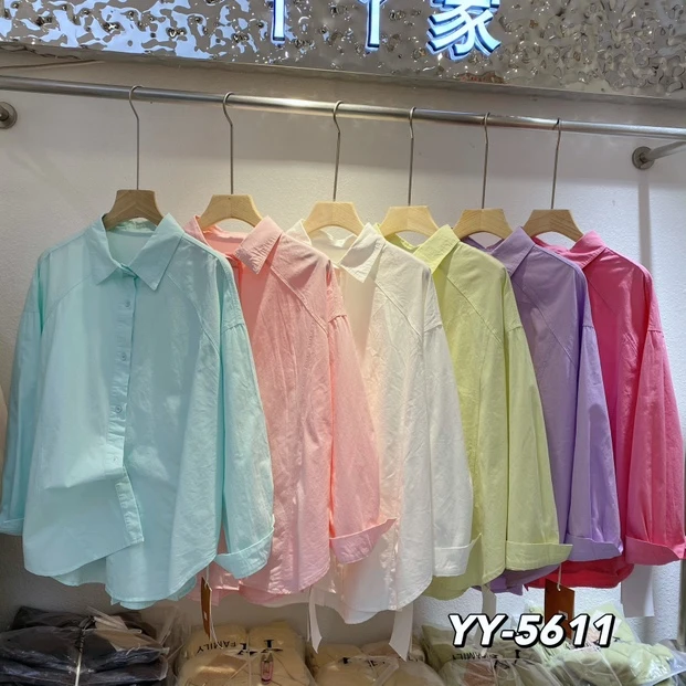YY5611（聚水潭）常规宽松型长袖百搭简约休闲女装薄款韩版女士衬衫