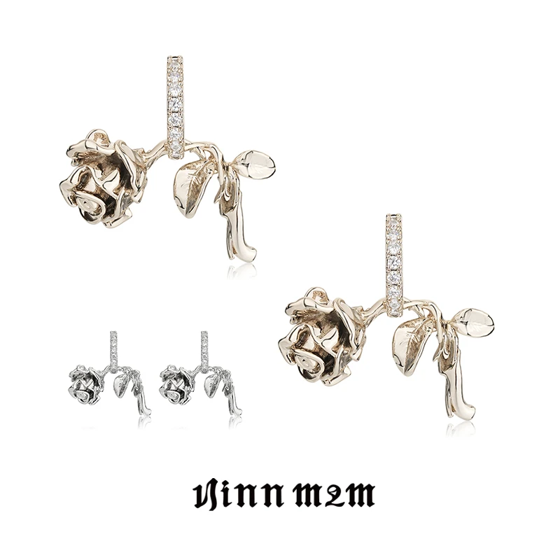 磁铁亚克力耳饰 1JINN M2M 复古玫瑰耳钉