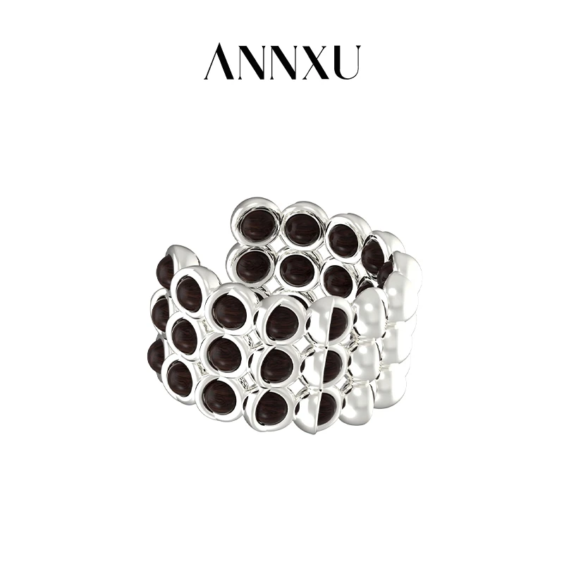 ANNXU 铜合金木质戒指 Moon Moon月食系列月食木质戒指