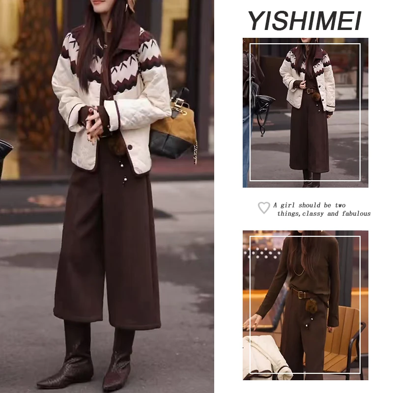 秋冬穿搭2025年新款长袖打底衫撞色短款棉服外套高腰休闲裤三件套