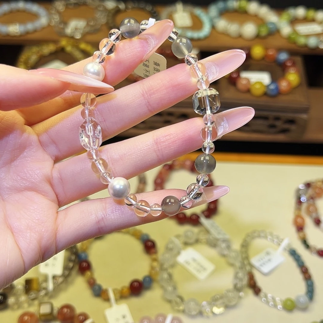 手串水晶银S925镀金镶嵌白1592