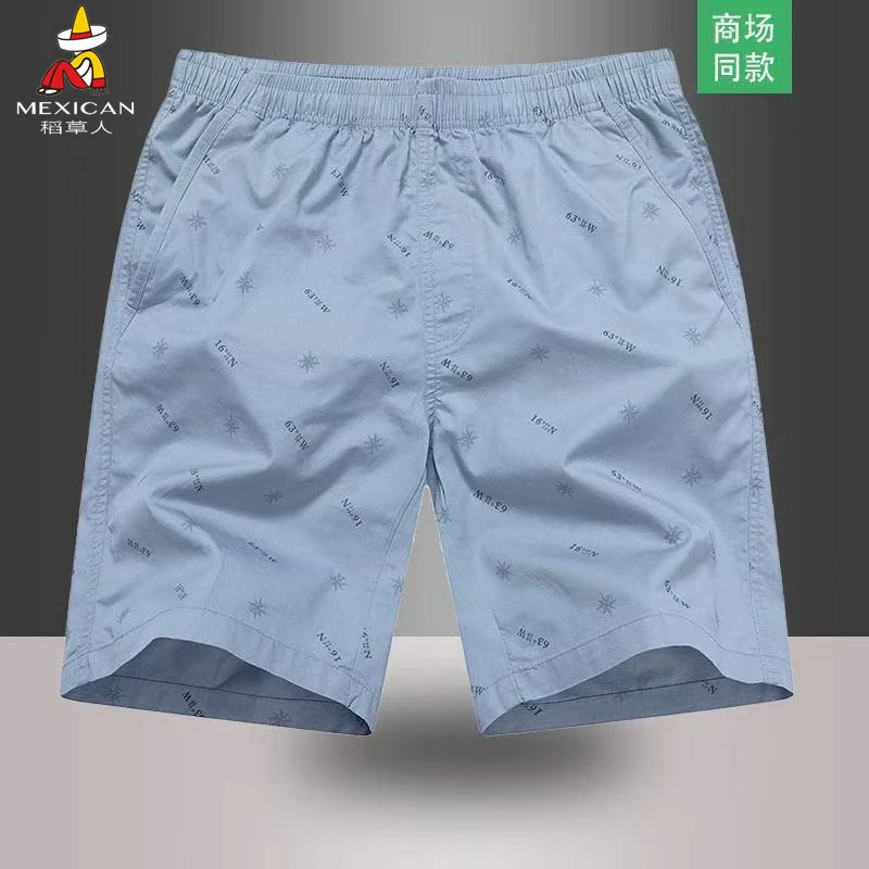 稻草人夏季2025爆款男士短裤薄款五分裤衩沙滩裤印花透气休闲中裤