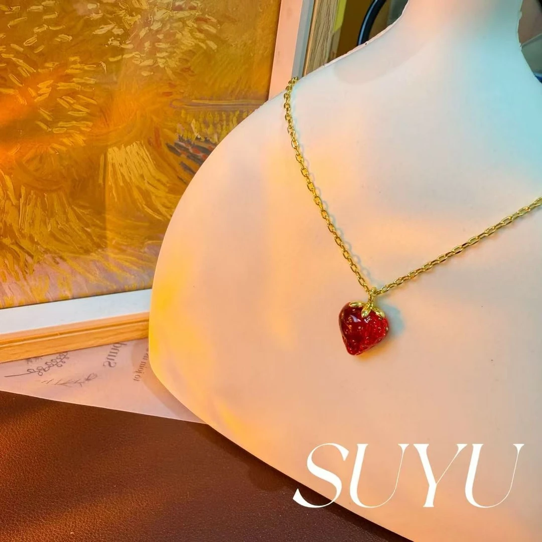 铜合金项链 3078【爆汁草莓】可爱甜美红色草莓项链