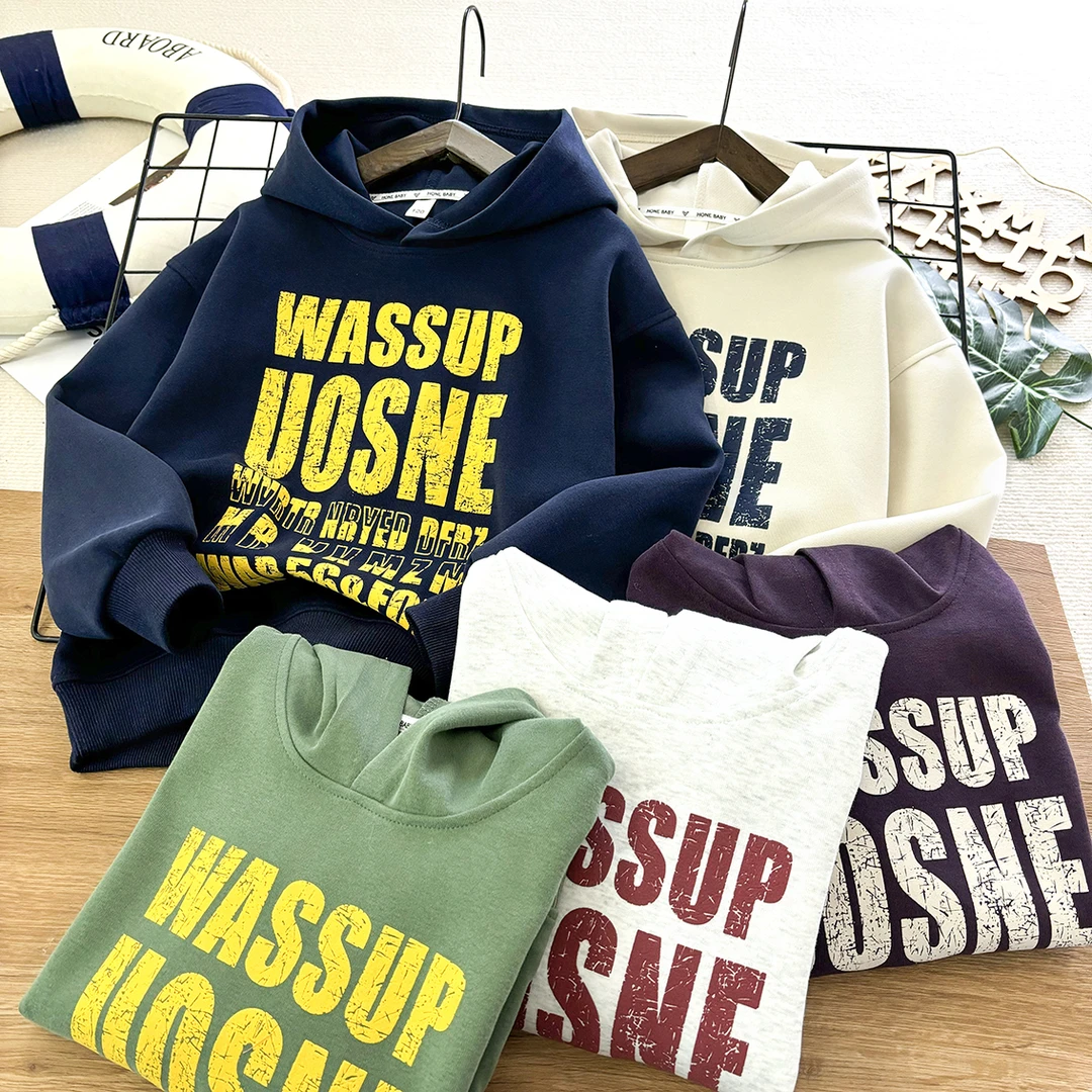 春装儿童连帽卫衣2025韩版潮流百搭男女童个性休闲宽松时尚潮