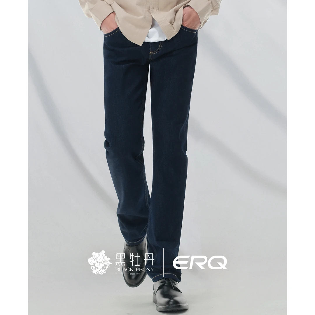 ERQ[弹力赤耳丹宁]902宽松复古直筒男士原牛牛仔裤男款休闲美式