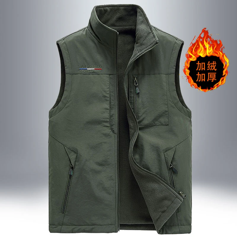 荒野龙7口袋摇粒绒马甲男工装透气外穿外套坎肩马甲男士马甲外穿