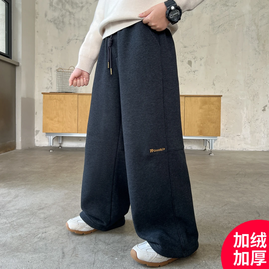 男童秋冬款休闲裤2025新款冬季加绒加厚卫裤中大童冬装裤子C5095