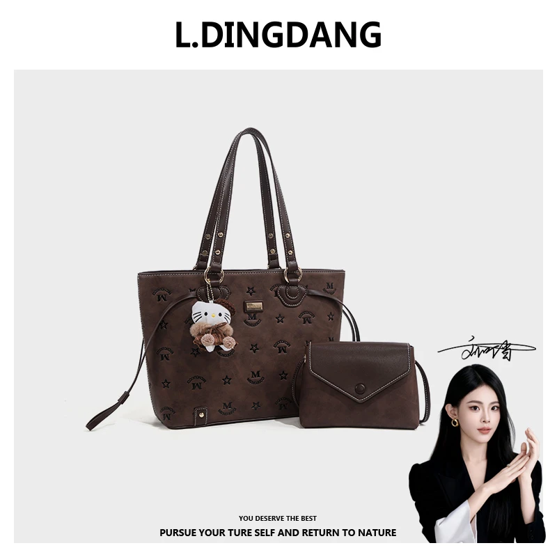 【刘叮当甄选】【琥珀焦糖】百搭大容量通勤单肩托特包OB5698焦糖棕