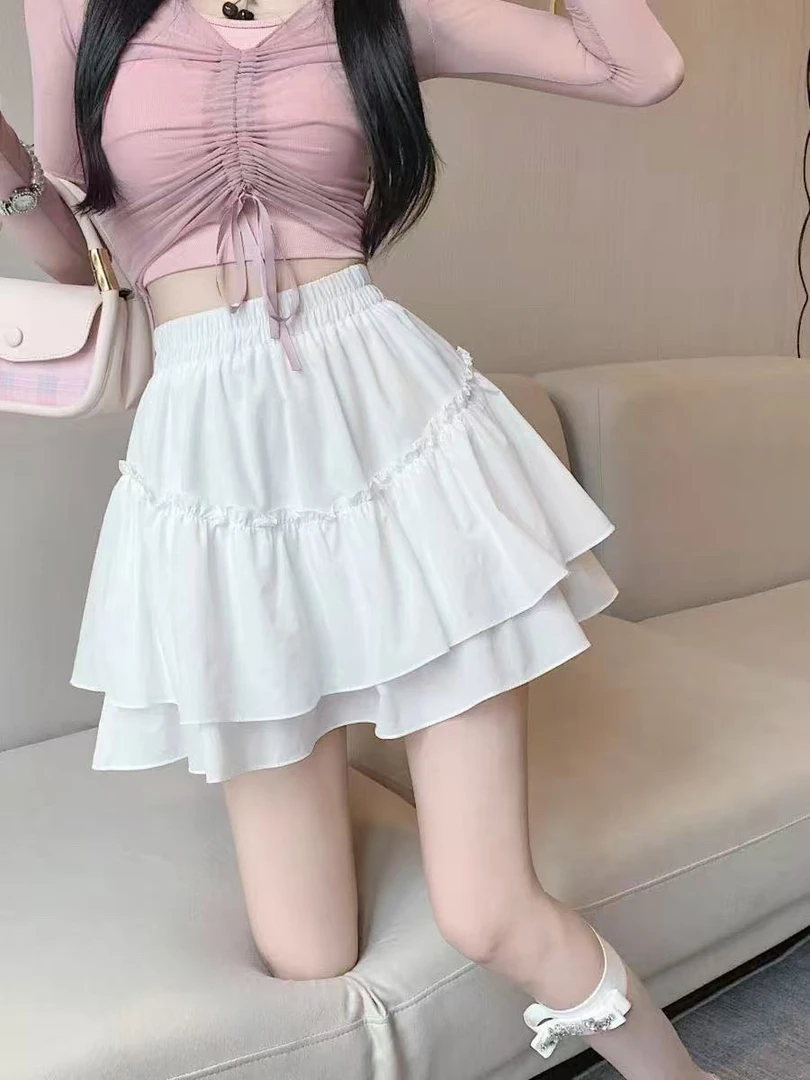 2025公主蓬蓬蛋糕裙半身裙女夏季松紧高腰显瘦a字百褶短裙裤
