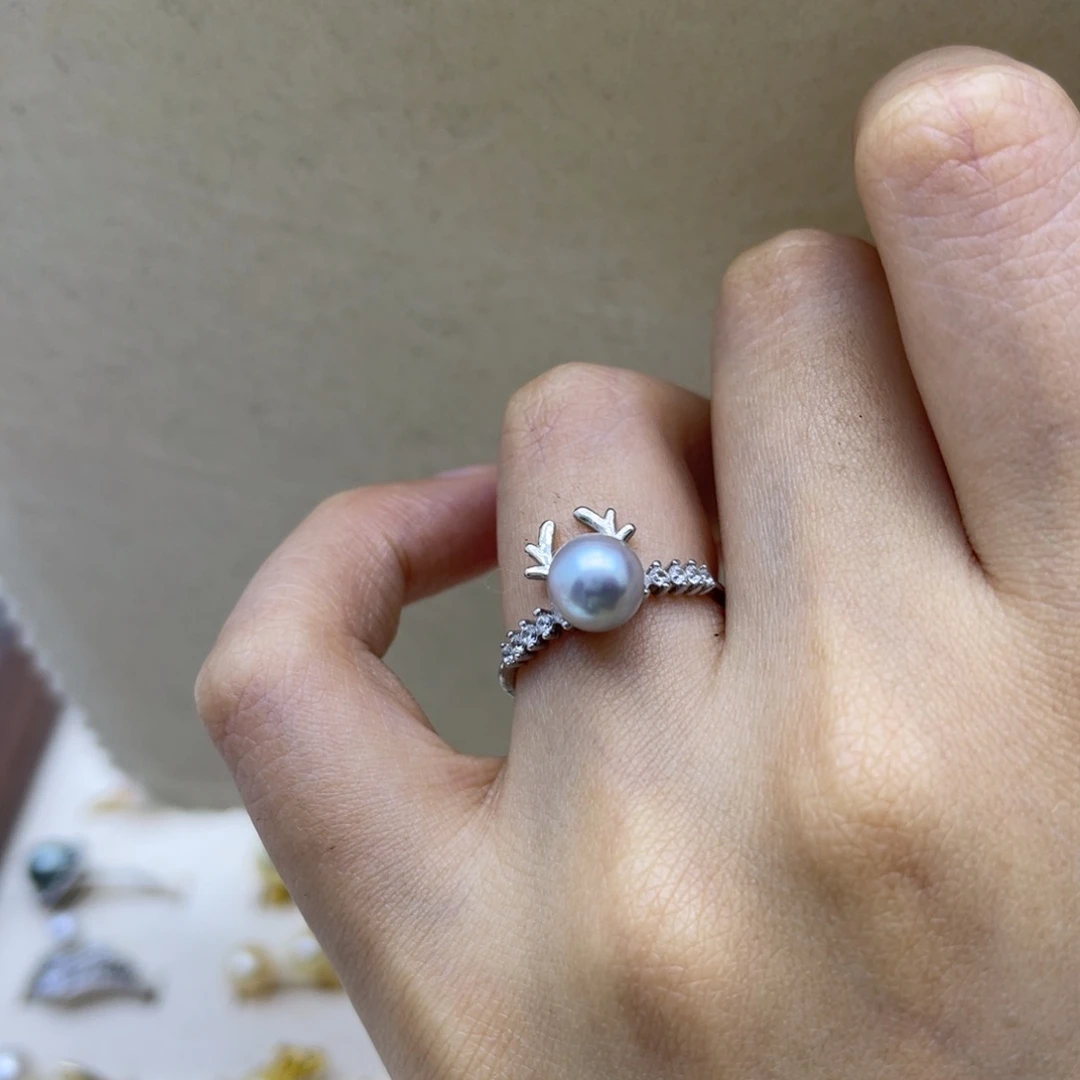 银S925镶嵌戒指海水珍珠