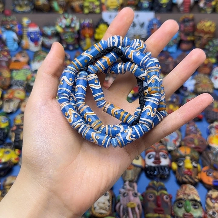 琉璃非金属玻璃颈饰蓝色链子