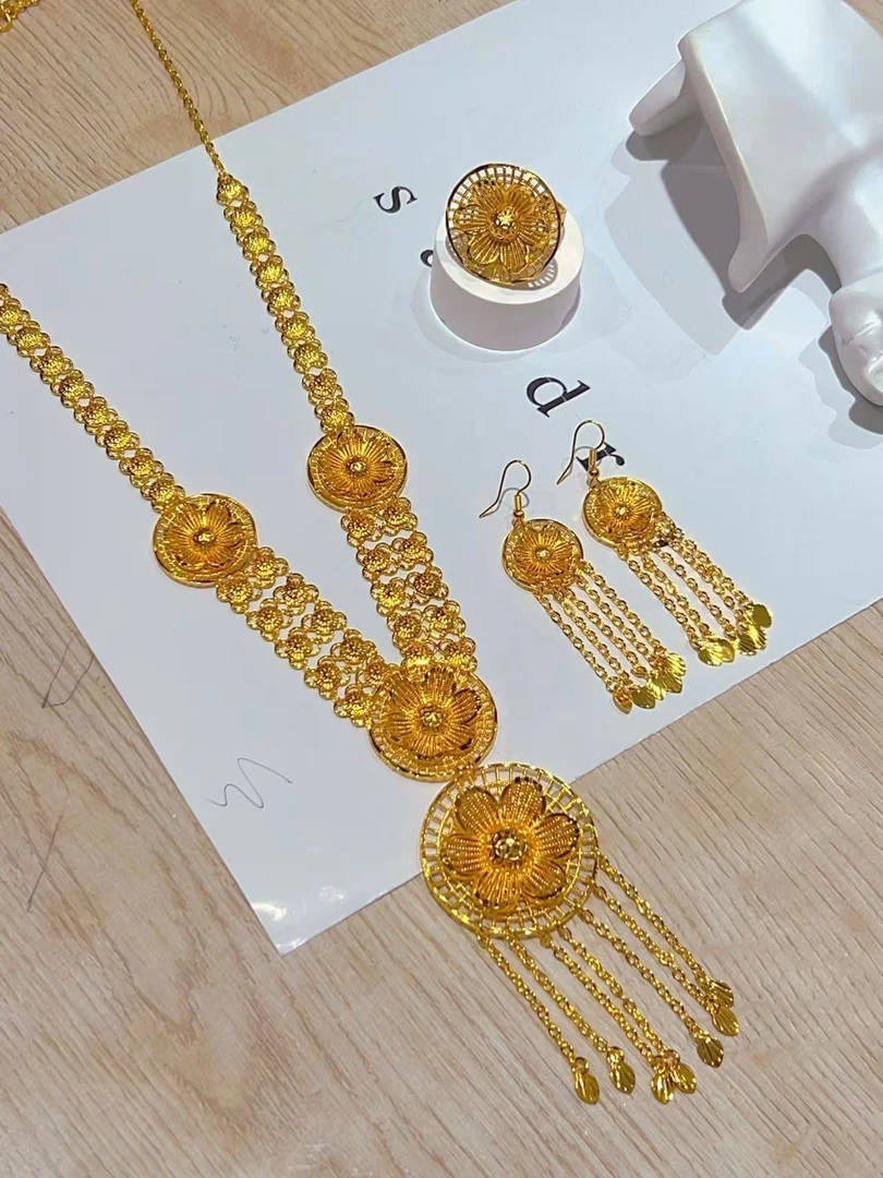 铜项链 铜合金套装百搭项链气质耳钉小众000