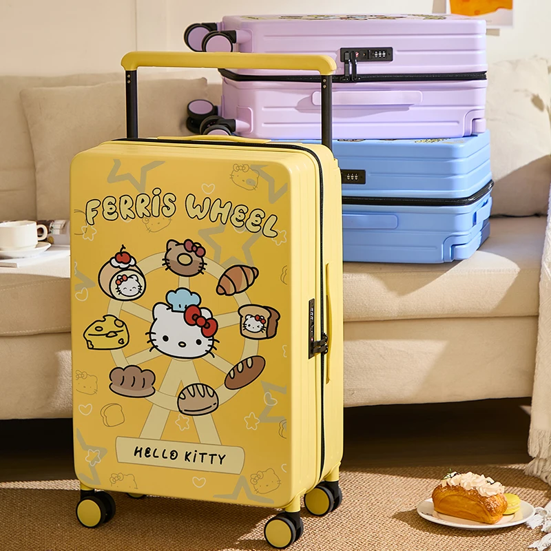 2025新款卡通宽拉杆行李箱女20寸密码登机箱大容量结实耐用旅行箱