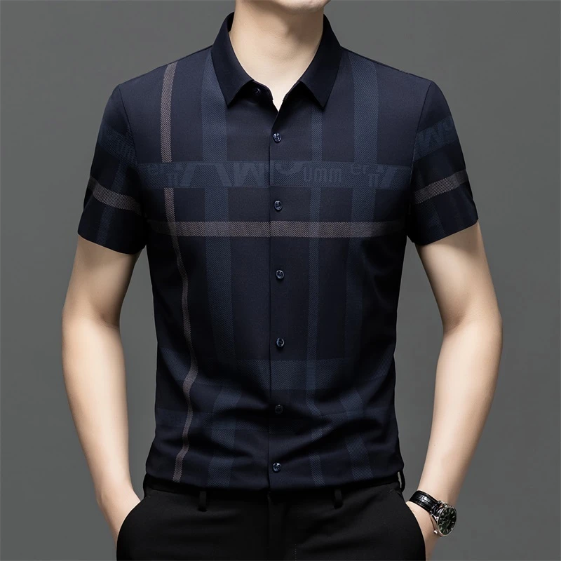 【亲肤柔软】冰感凉爽轻奢男士无痕短袖衬衣休闲百搭衬衫 2409 #