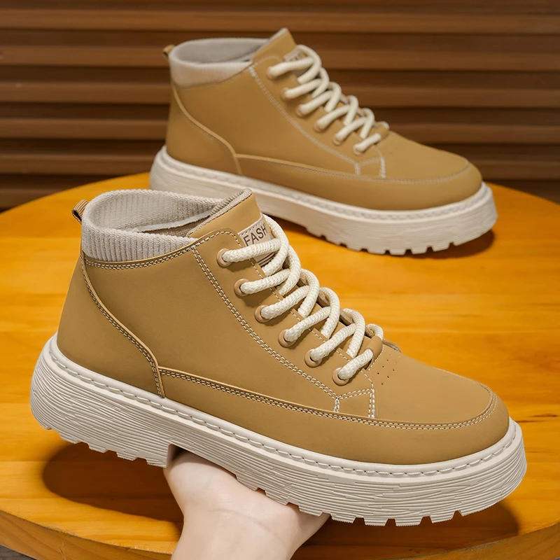 秋冬款男士马丁靴高帮板鞋工装大黄靴小众潮流痞帅高级感作战男靴