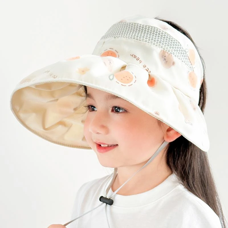 儿童夏季防晒帽宝宝遮阳帽子女童太阳帽薄款大帽檐防风空顶渔夫帽