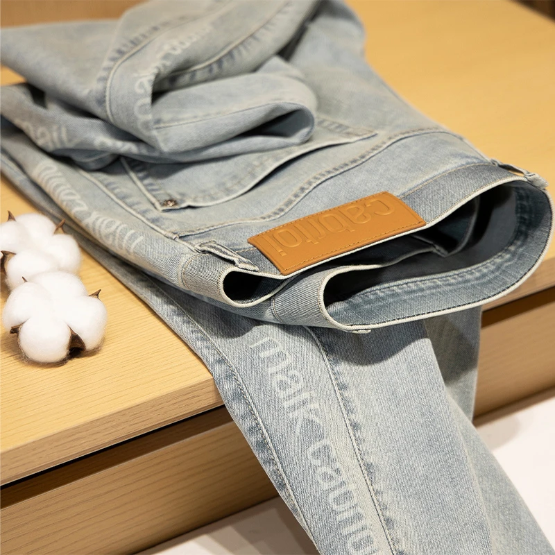 2025年轻奢新款春季薄款高端洗水牛仔裤男修身欧货小直筒休闲裤男