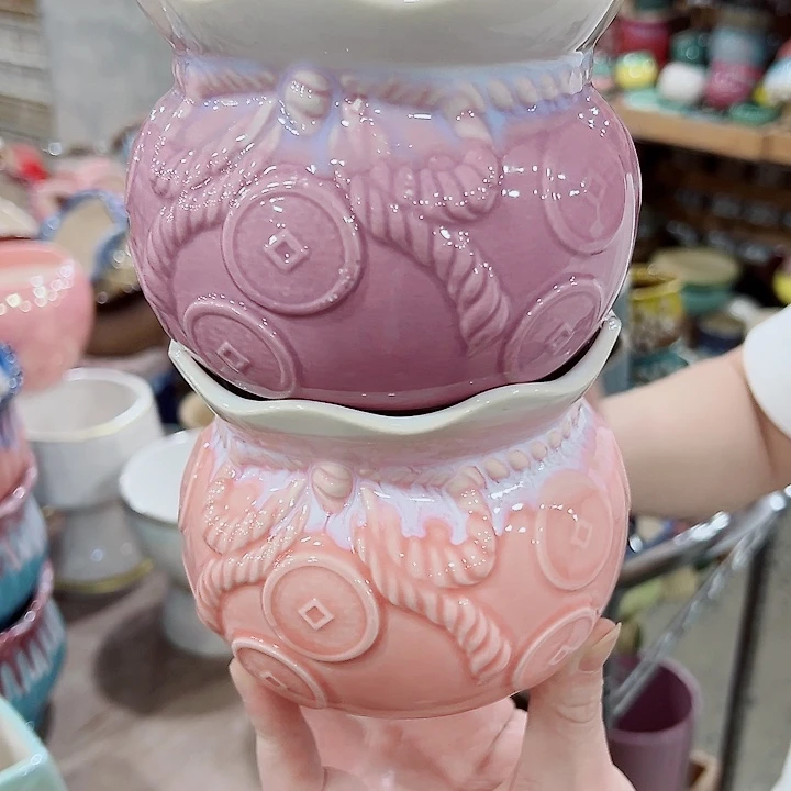 有孔，凑单福利满10元发货陶瓷多肉花盆！